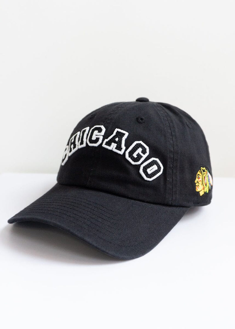 Chicago Blackhawks Block Letter Baseball Cap - Black