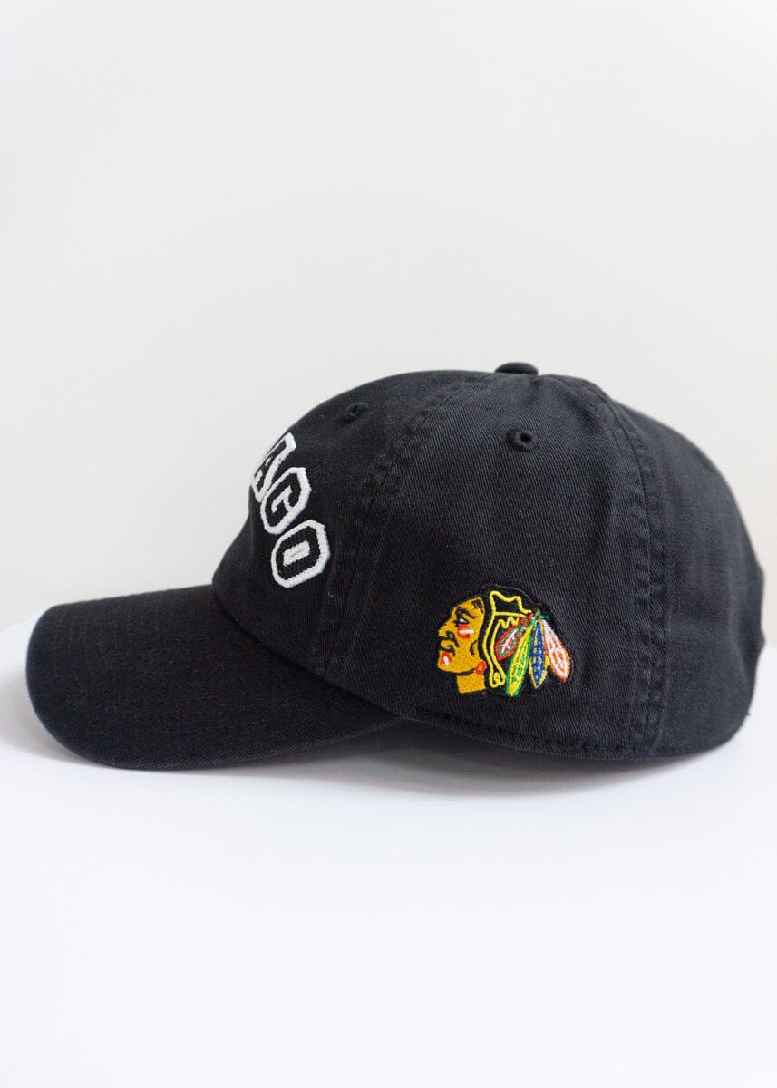 Chicago Blackhawks Block Letter Baseball Cap - Black