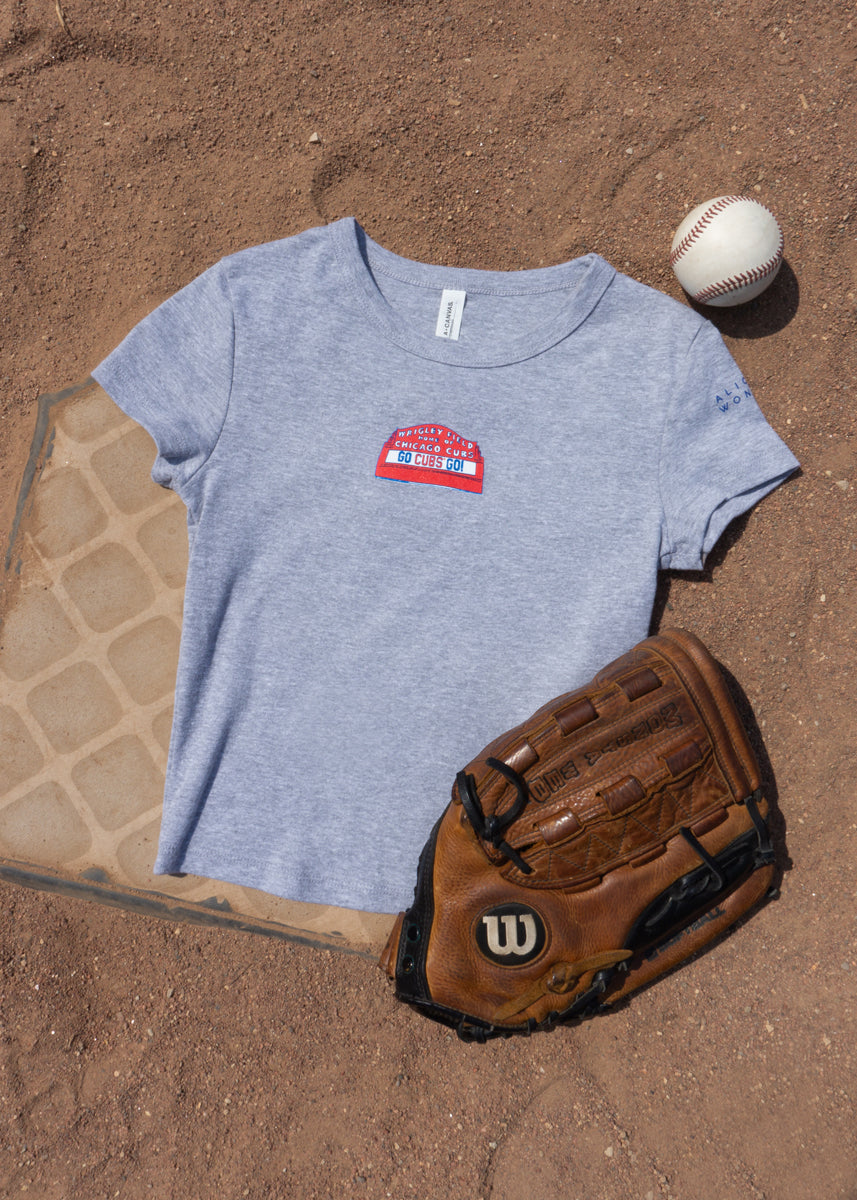 Wrigley Field Marquee Baby Tee - Heather Grey
