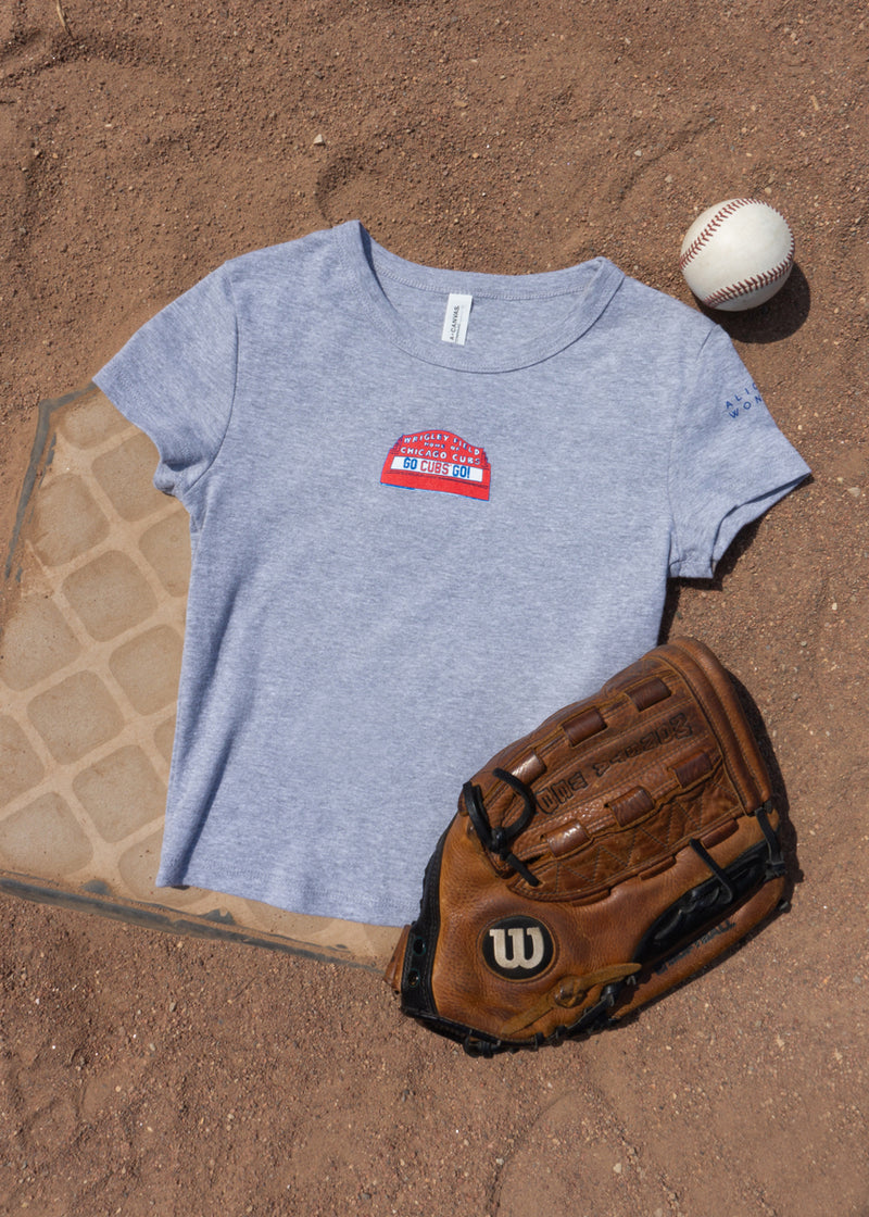 Wrigley Field Marquee Baby Tee - Heather Grey