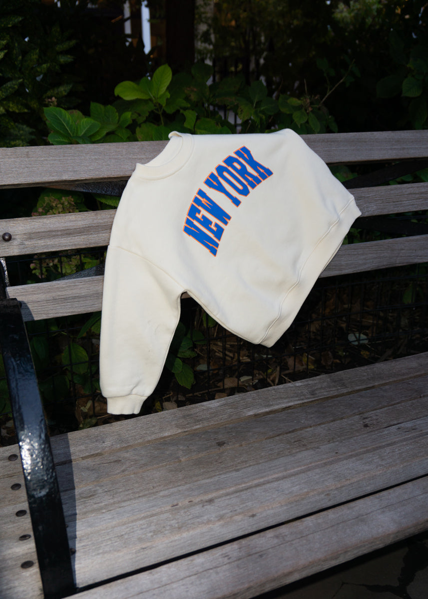New York Puff Mini Crewneck Sweatshirt - Blue & Orange