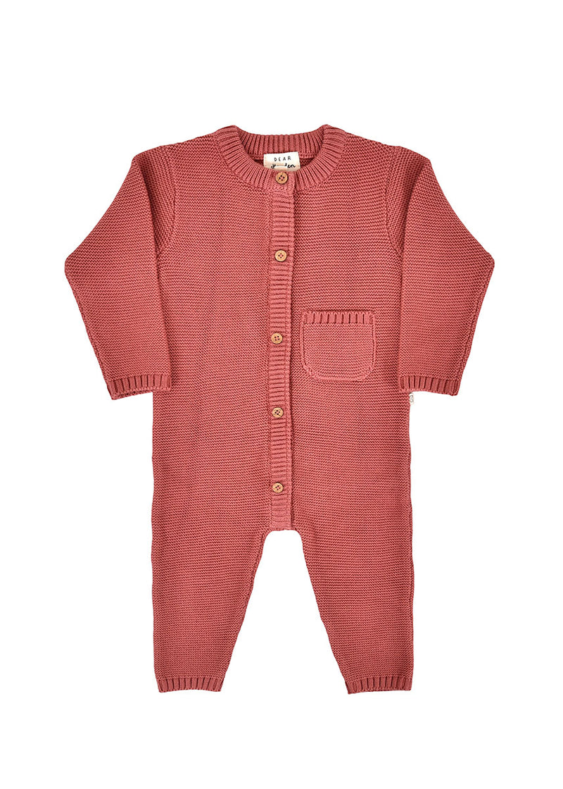 Garter Stitch Romper - Rosewood