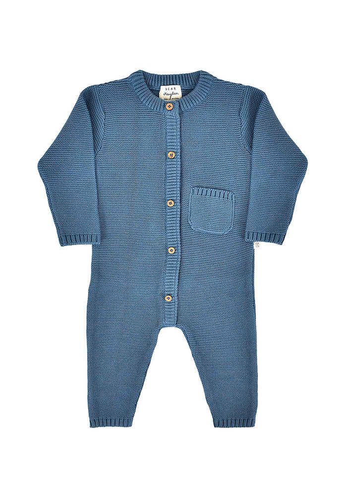 Garter Stitch Romper - Bluestone