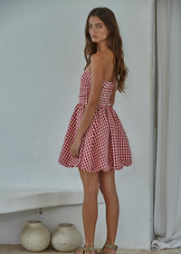 Daina Gingham Bubble Mini Dress - Red
