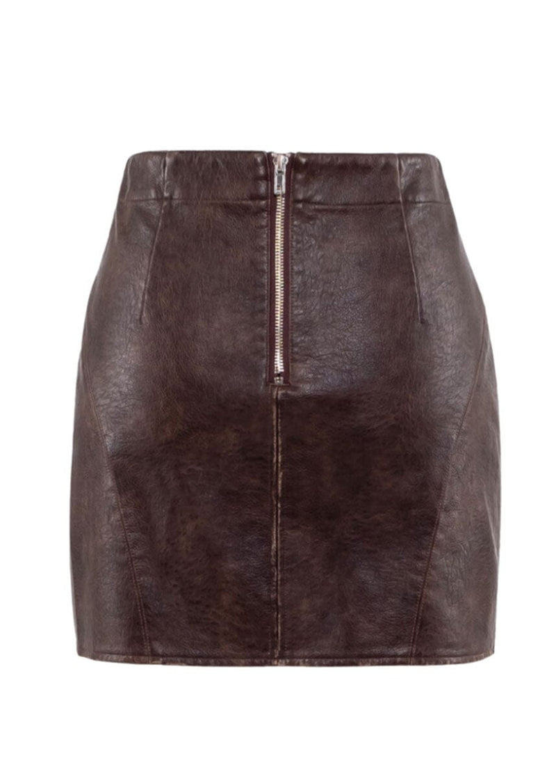 Lex Mini Leather Skirt - Dark Brown