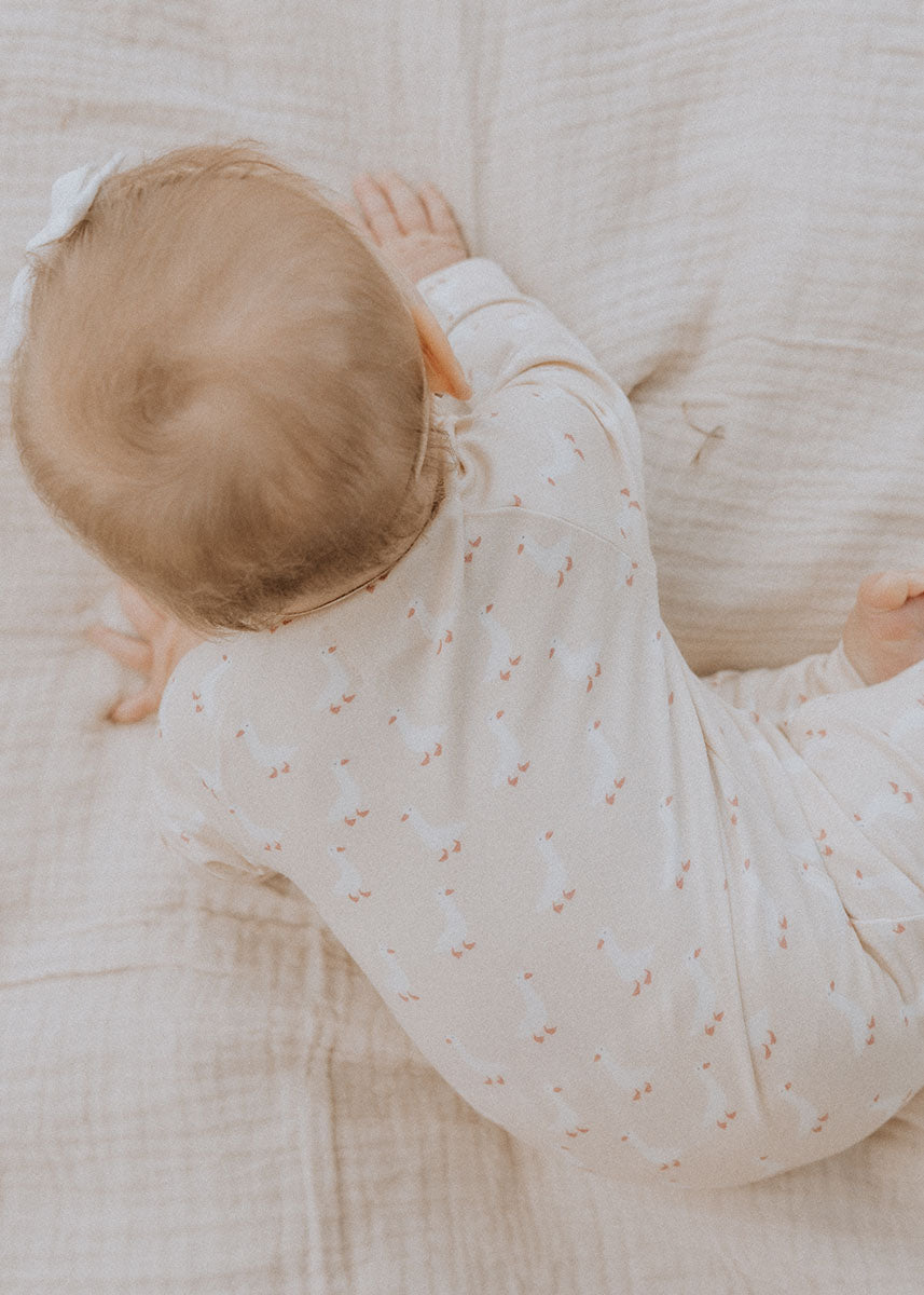 Organic Cotton Playsuit - Taupe Geese