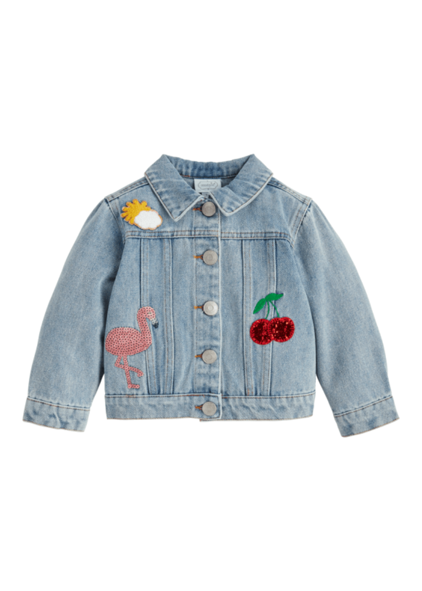 Denim Glitter Patch Jacket