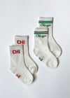 Mini Chicago Crew Sock (2-Pack) - Chicago Dog & Chicago Script