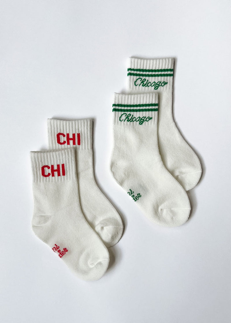 Mini Chicago Crew Sock (2-Pack) - Chicago Dog & Chicago Script