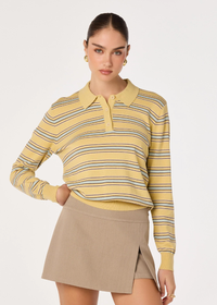 Dora Collared Sweater - Yellow Stripe