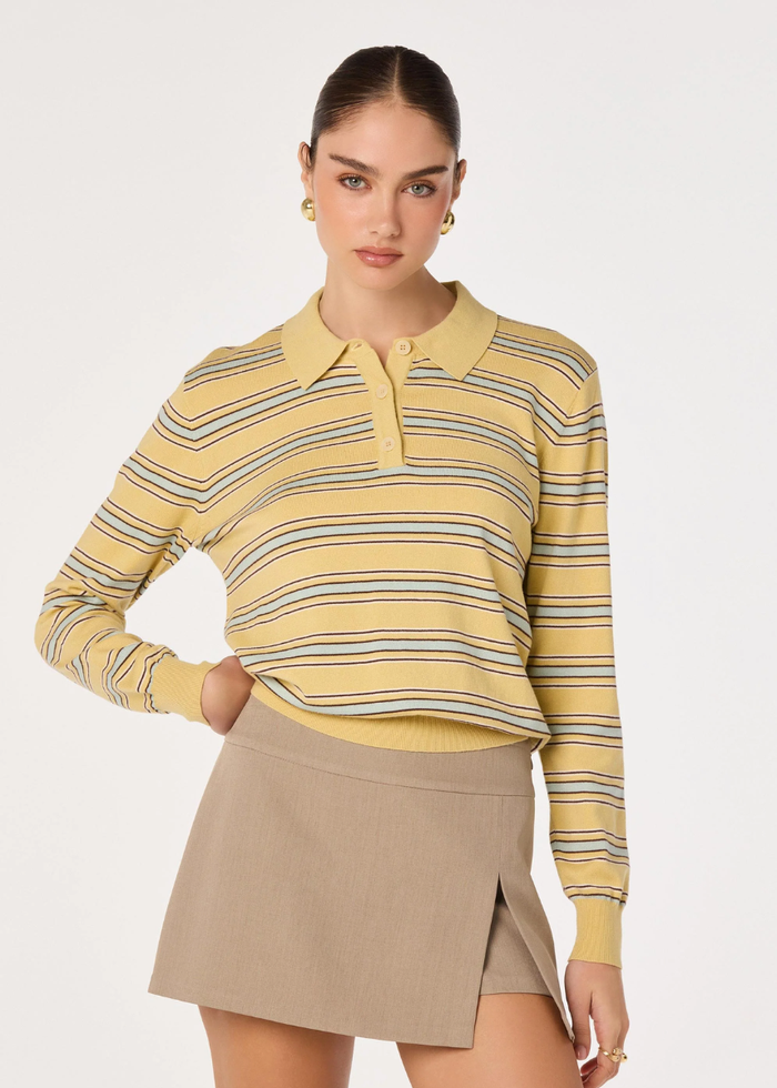 Dora Collared Sweater - Yellow Stripe