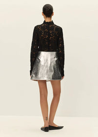 Tau Vegan Leather Mini Skirt - Silver