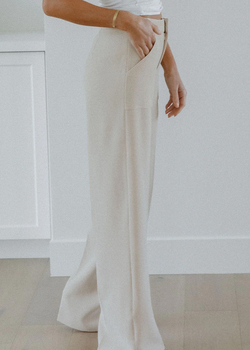 Diana Wide Leg Pant - Cream