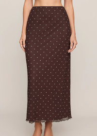 Eda Polka Dot Mesh Midi Skirt - Dark Chocolate
