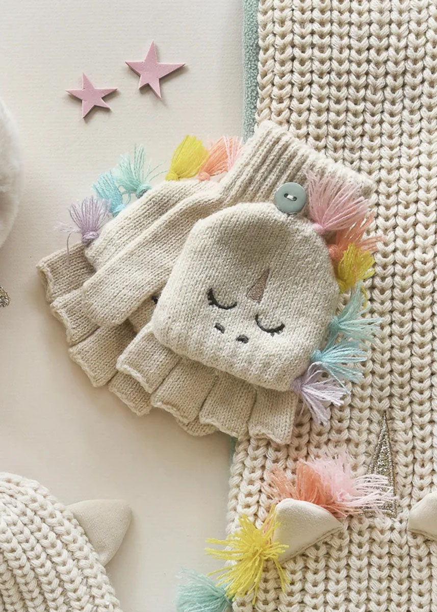 Rainbow Unicorn Knitted Gloves