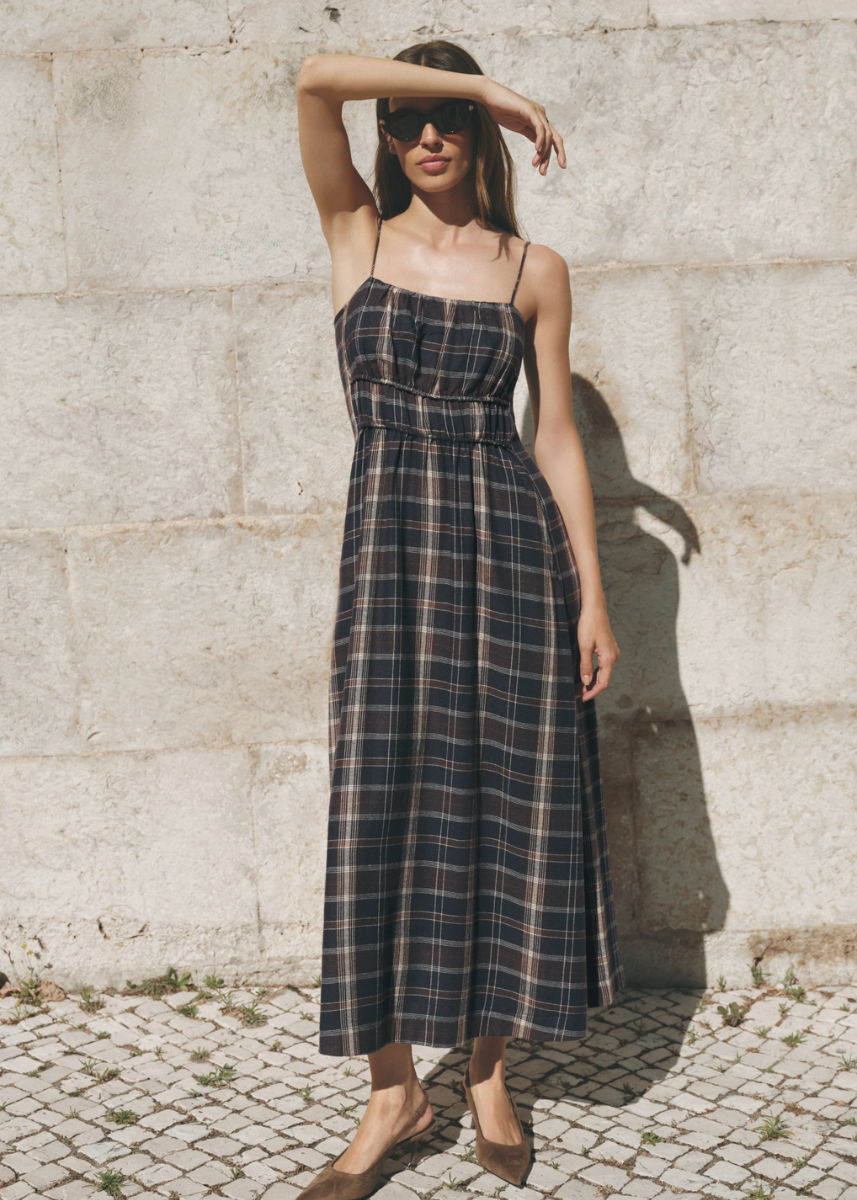 Evermore Plaid Midi Dress - Eclipse