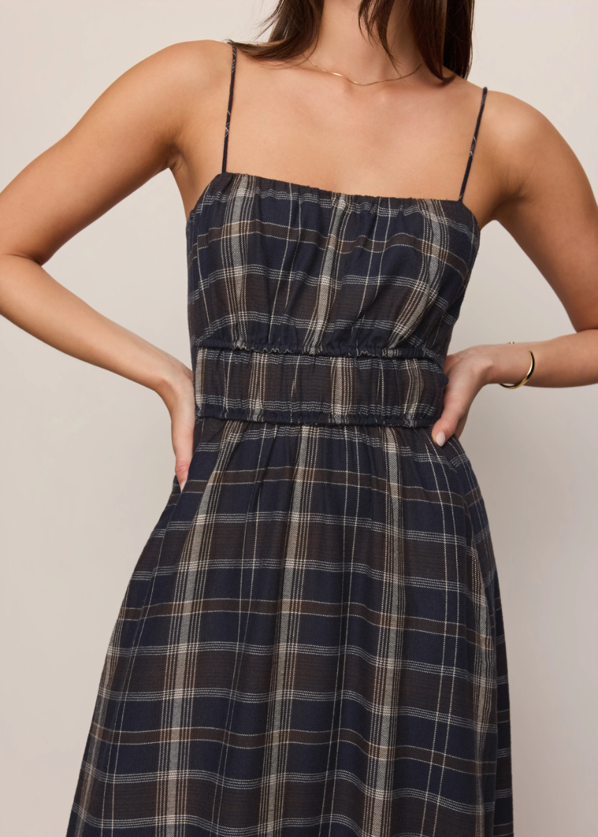 Evermore Plaid Midi Dress - Eclipse