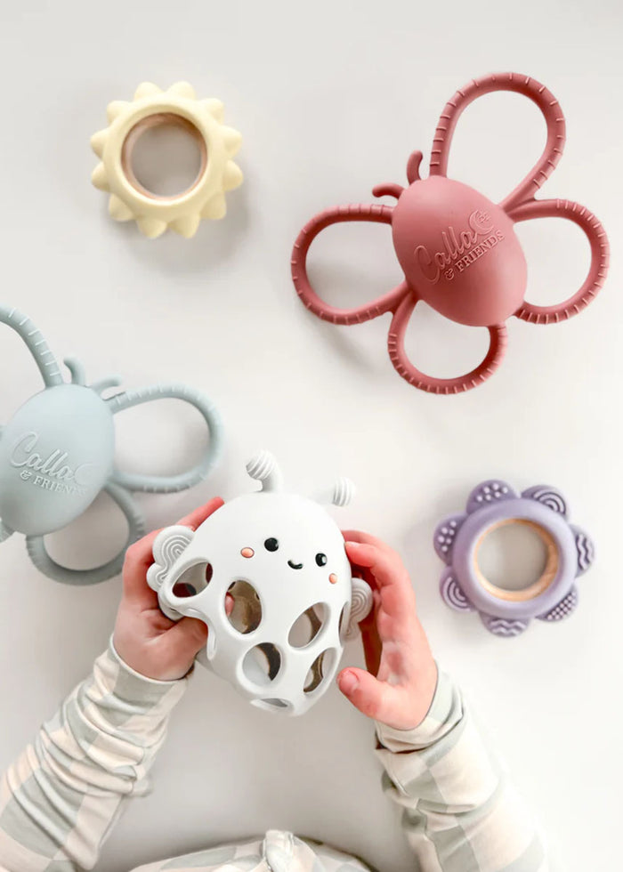 Garden Party Honey Bee Teether - Powder Blue