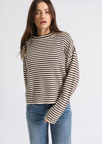 Carlyle Everyday Crewneck Sweater - Chocolate Stripe