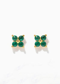 Teeny Tiny Emerald Cluster Studs - Gold