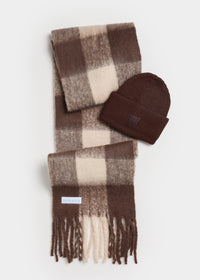 MAD HTR Oversized Blanket Scarf - Espresso & Cream Plaid