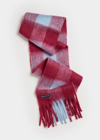 MAD HTR Oversized Blanket Scarf - Burgundy & Blue Plaid
