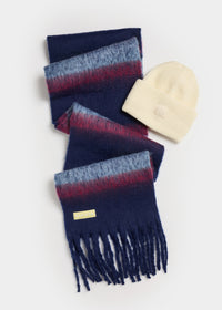 MAD HTR Oversized Blanket Scarf - Navy Multi Stripe