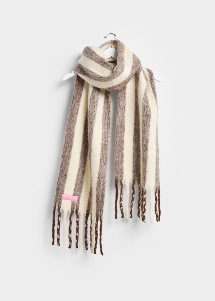 MAD HTR Oversized Blanket Scarf - Espresso & Cream Stripe