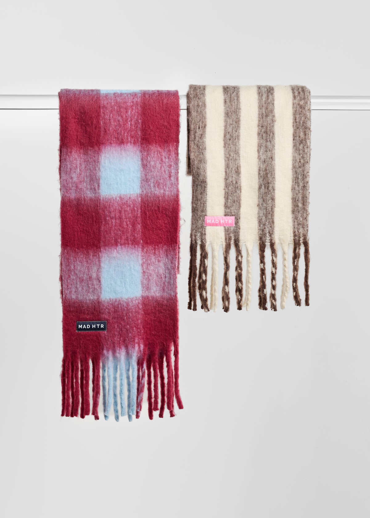 MAD HTR Oversized Blanket Scarf - Burgundy & Blue Plaid