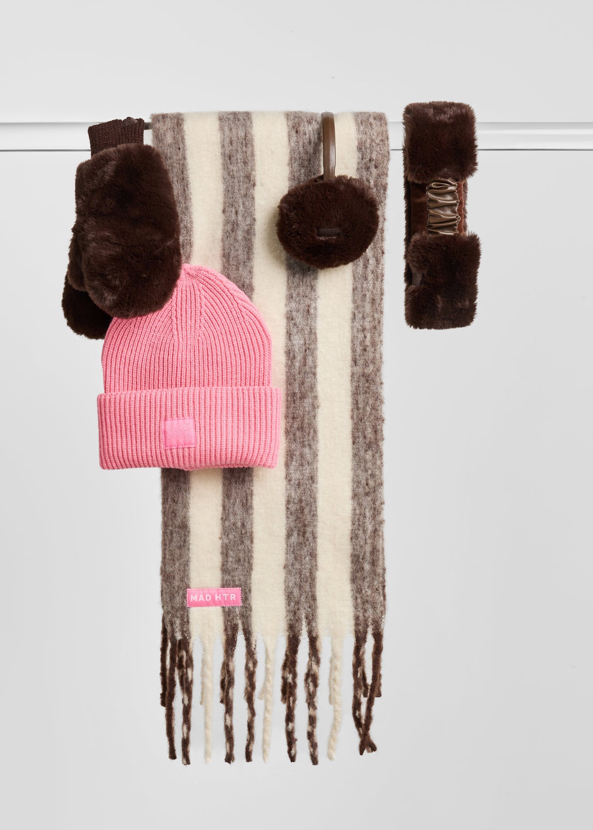 MAD HTR Oversized Blanket Scarf - Espresso & Cream Stripe