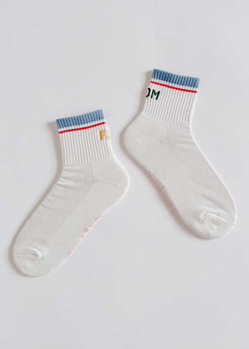 Fun Mom Striped Cuff Mini Crew Sock