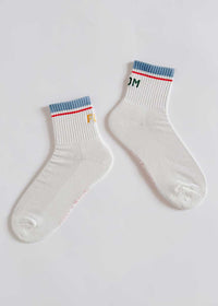 Fun Mom Striped Cuff Mini Crew Sock