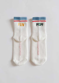 Fun Mom Striped Cuff Mini Crew Sock
