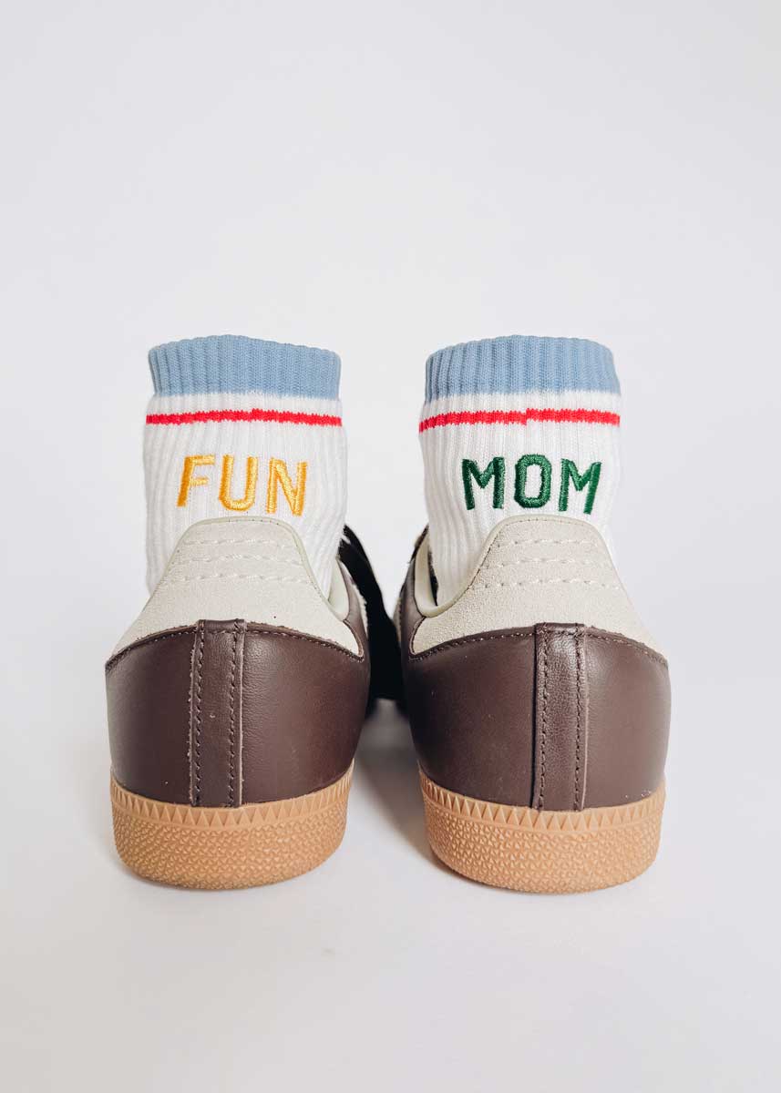 Fun Mom Striped Cuff Mini Crew Sock
