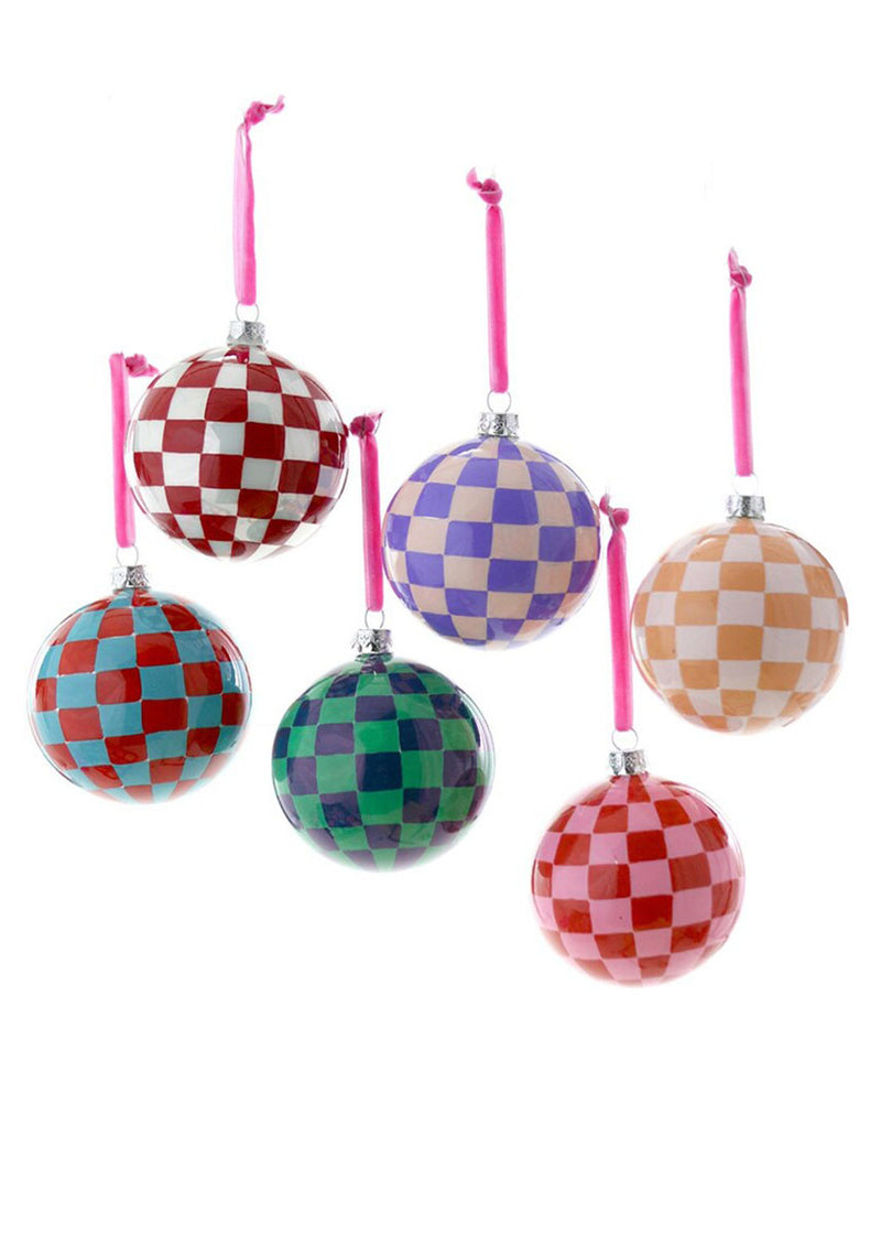 Large Colorful Checkered Bauble Ornament