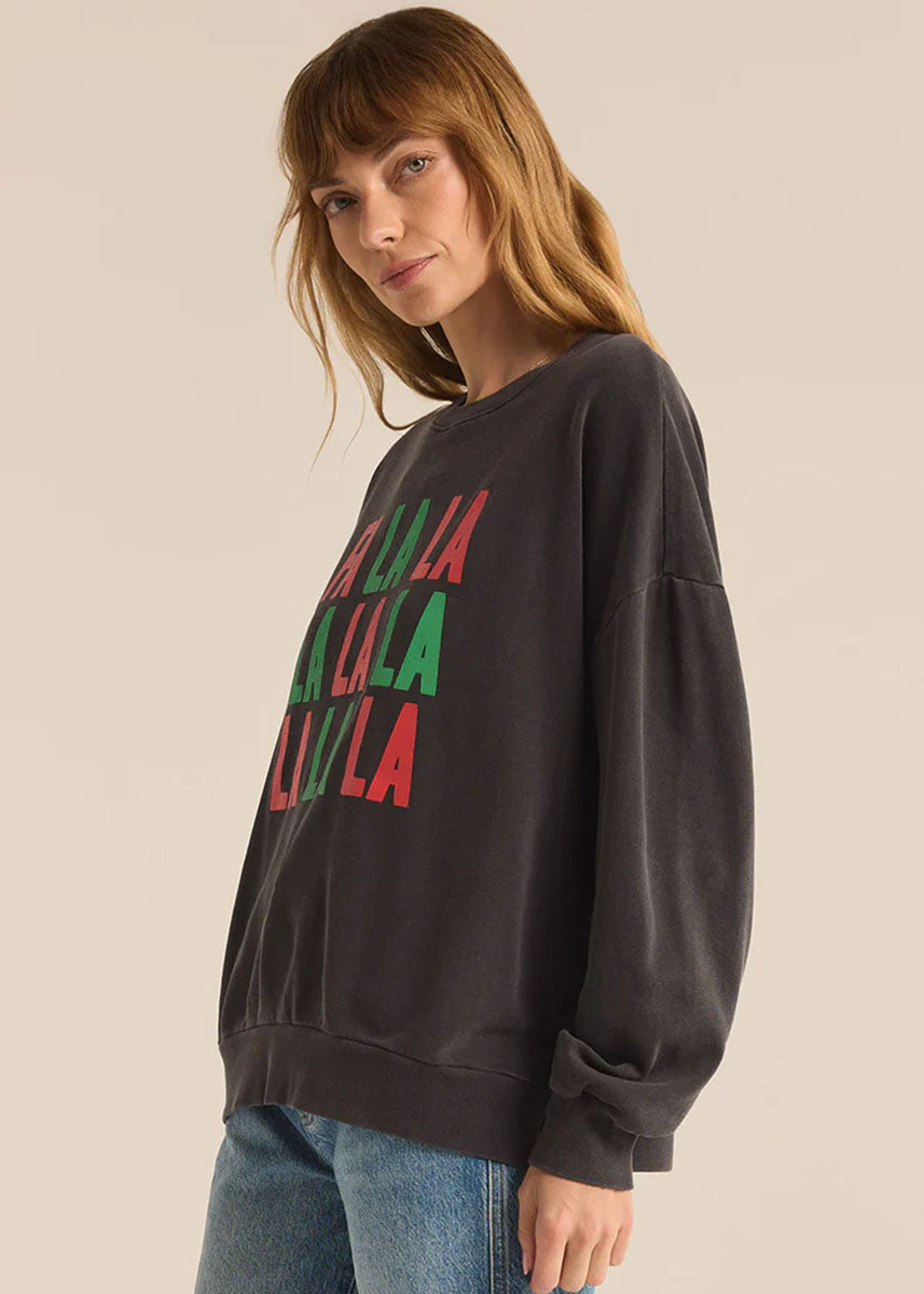 Fa La La Sunday Sweatshirt - Black Sand