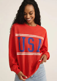 USA Sunday Sweatshirt - Cabana Red