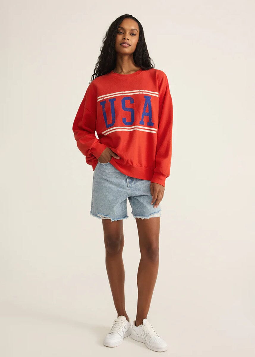 USA Sunday Sweatshirt - Cabana Red