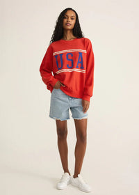 USA Sunday Sweatshirt - Cabana Red