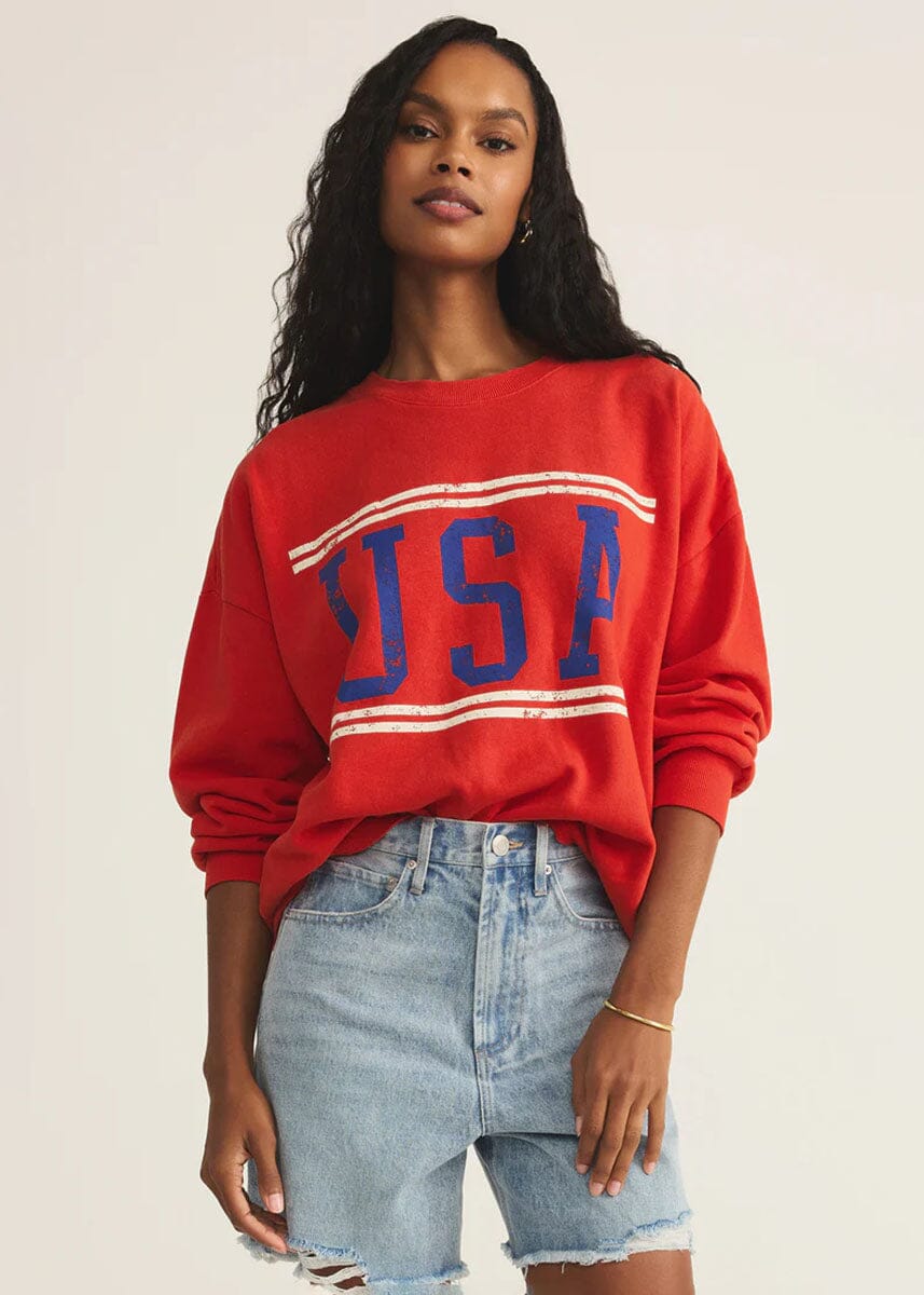 USA Sunday Sweatshirt - Cabana Red