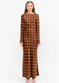 Georgie Polka Dot Dress - Brown
