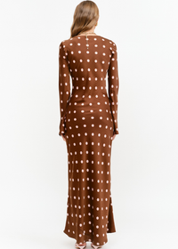 Georgie Polka Dot Dress - Brown