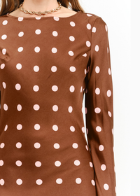 Georgie Polka Dot Dress - Brown
