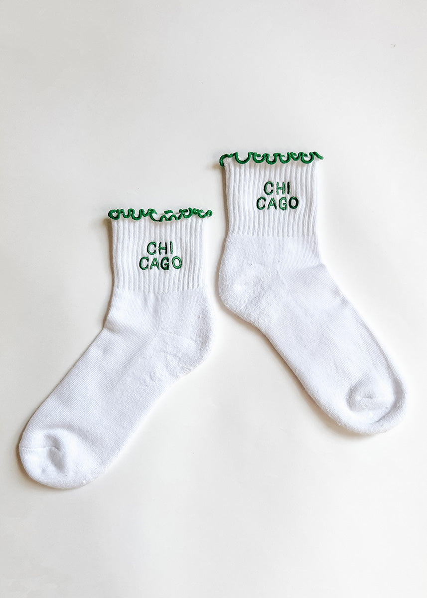 Chicago Ruffle Crew Sock - Green