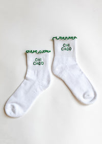 Chicago Ruffle Crew Sock - Green