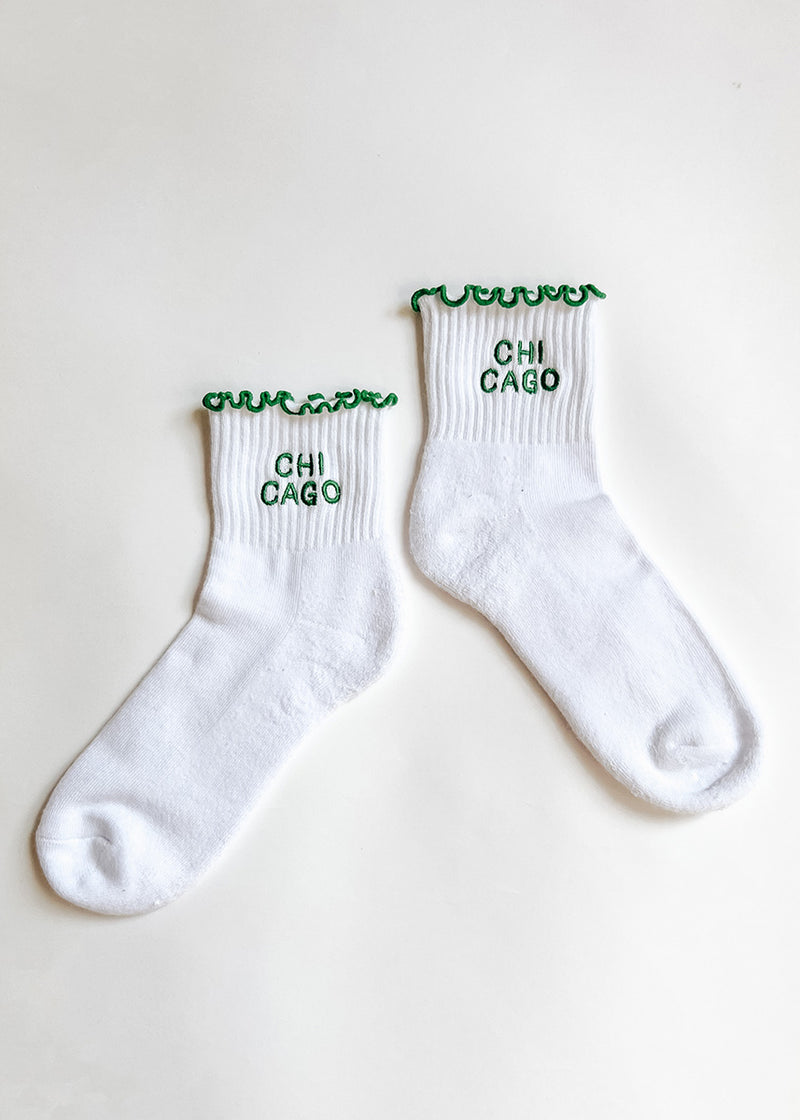 Chicago Ruffle Crew Sock - Green