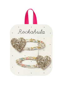 Petal Glitter Heart Clips