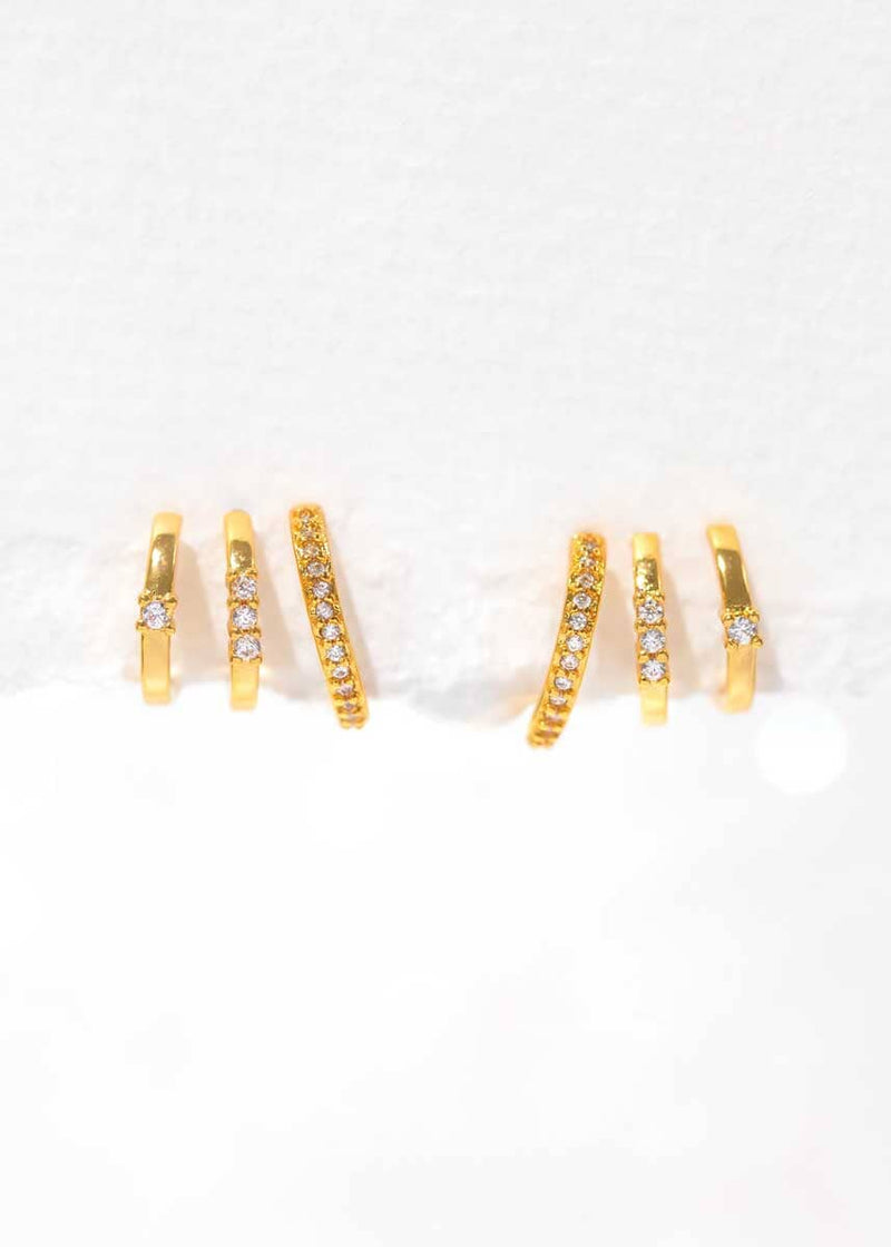 Golden Halo Triple Hoops - Gold