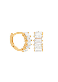 Bling Baguette Huggie Hoops - Gold