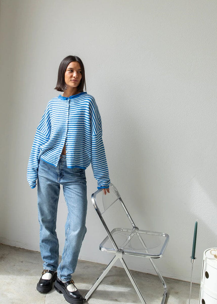 Piper Mini Striped Cardigan - Blue